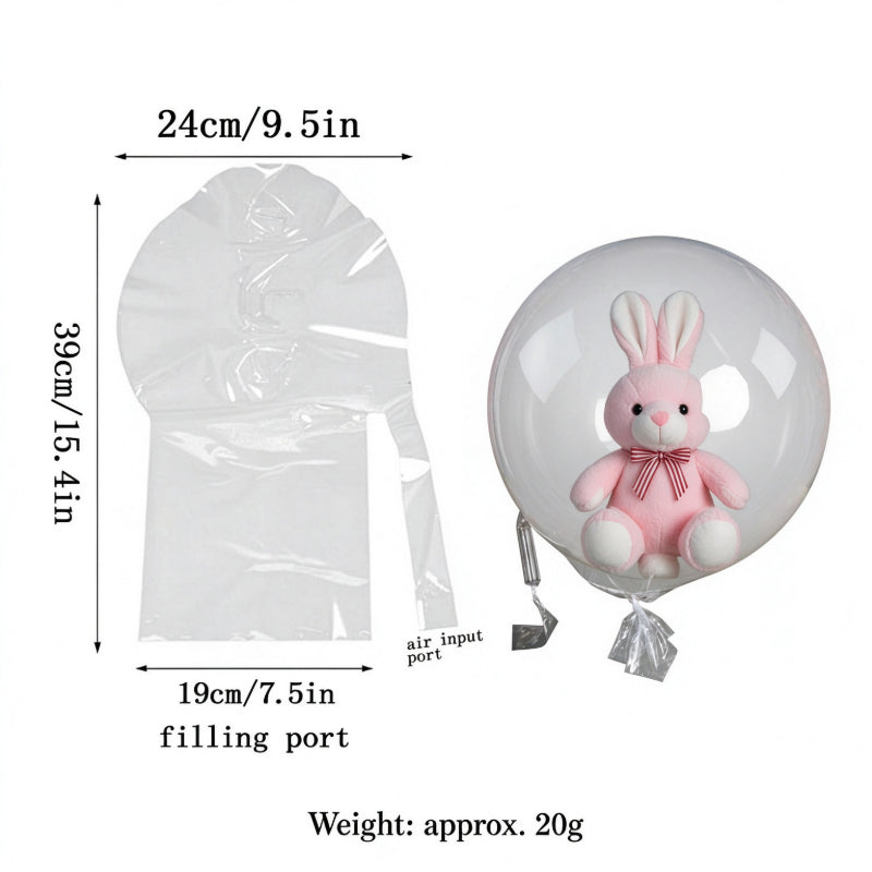 Clear bobo balloon 26-inch pre-stretched dual opening neck