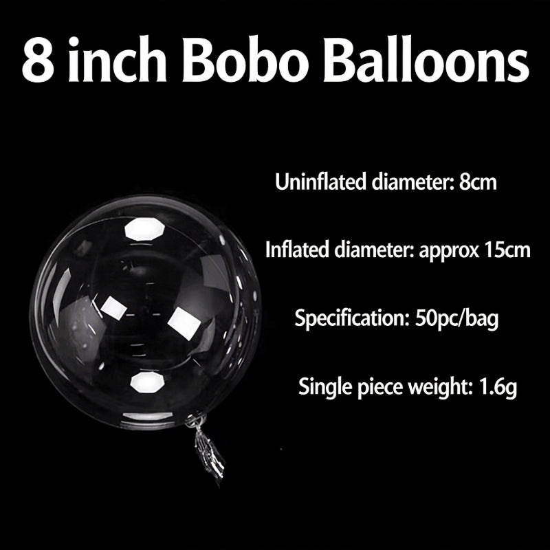 Clear bobo balloon 8-inch spherical shape showing nozzle tail