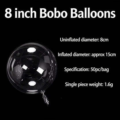 Clear bobo balloon 8-inch spherical shape showing nozzle tail