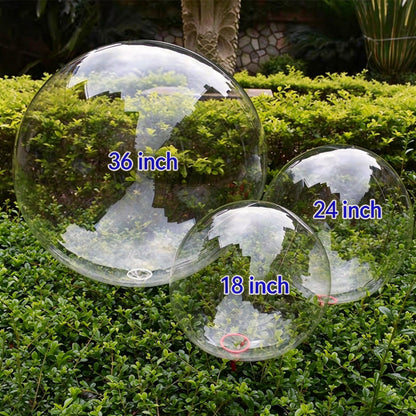 Clear bobo balloon multi-size tiered cluster arrangement display
