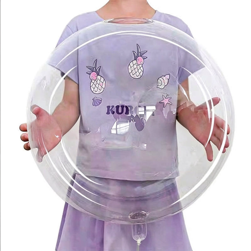 Clear bobo balloon jumbo inflated size held in hands