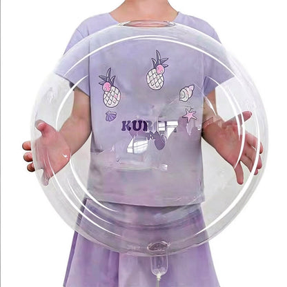 Clear bobo balloon jumbo inflated size held in hands