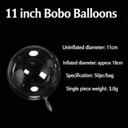 Clear bobo balloon 11-inch transparent sphere with inflation specs