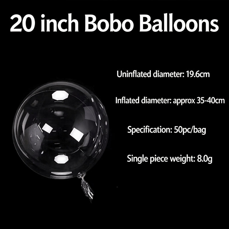 Clear bobo balloon 20-inch inflated sphere for event decor