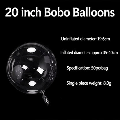 Clear bobo balloon 20-inch inflated sphere for event decor