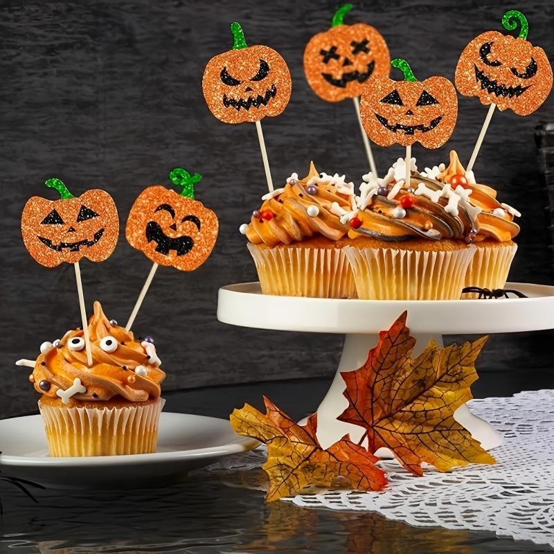 Halloween Cupcake Toppers – Vampire, Devil, Raven & Bat Picks for Birthday Cake Decor, Spooky Party Supplies, Favor Picks (6pcs/pack – Silver Blade/Pumpkin/Crow/Mixed 1/Mixed 2)