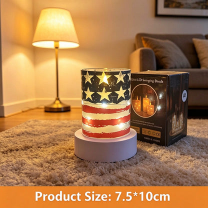 Printed LED candle American flag stars stripes 10cm cylinder