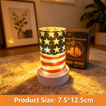 Printed LED candle American flag stars stripes 12.5cm cylinder