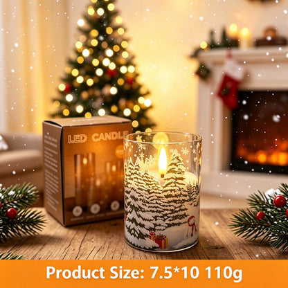 Printed LED candle Christmas Santa reindeer 10cm with box