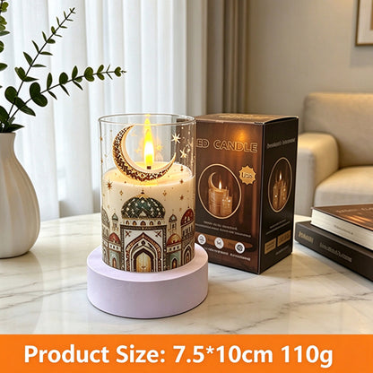 Printed LED candle Ramadan crescent mosque 10cm with box