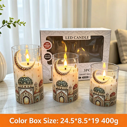 Printed LED candle Ramadan crescent 3-piece tiered set packaging