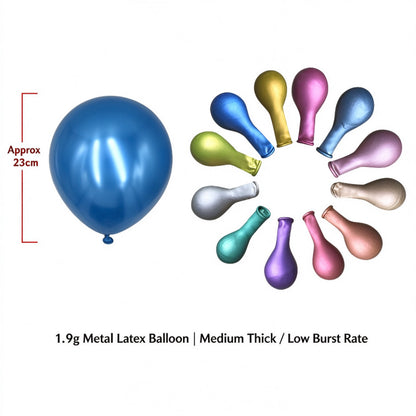 Printed latex balloon 10-inch metallic chrome 1.9g shiny finish