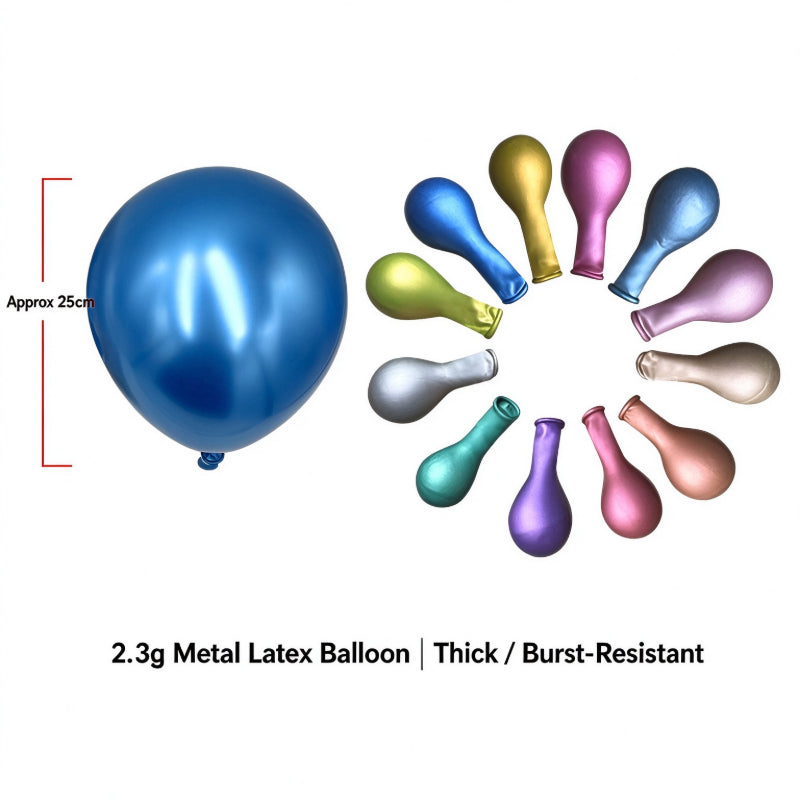 Printed latex balloon 10-inch metallic chrome 2.3g thickened sphere