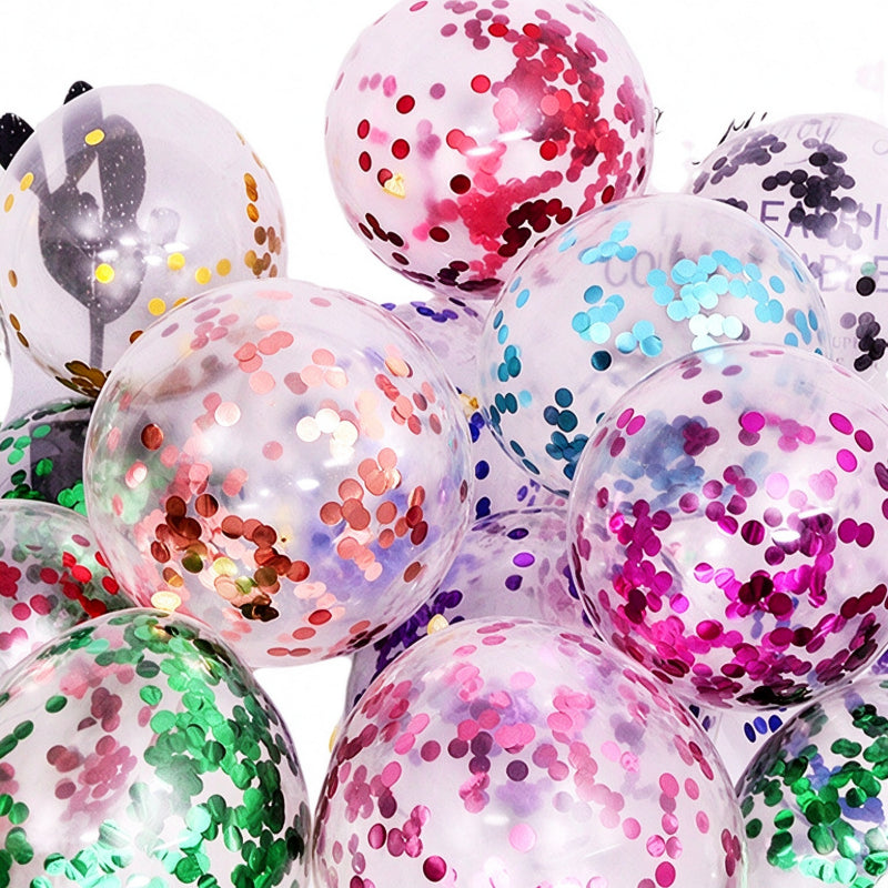 Printed latex balloon 12-inch clear sphere with colorful confetti