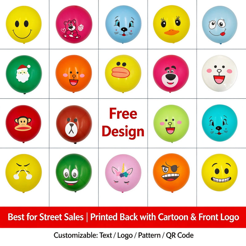 Printed latex balloon 12-inch emoji cartoon face printed pattern