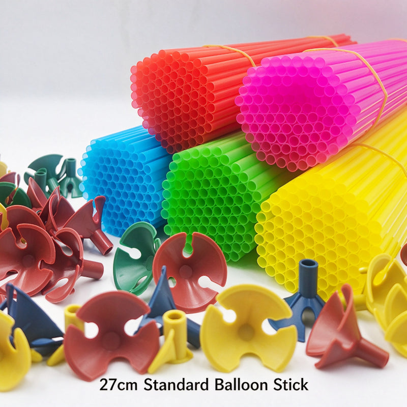 Printed latex balloon 27cm standard plastic holder stick cup