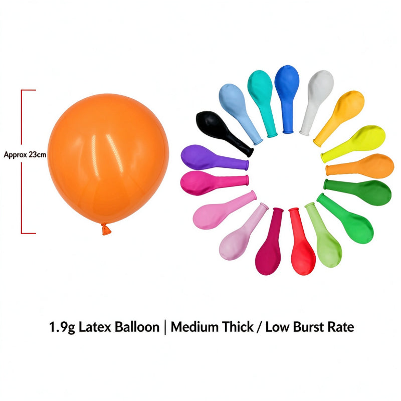 Printed latex balloon 10-inch matte 1.9g with color wheel