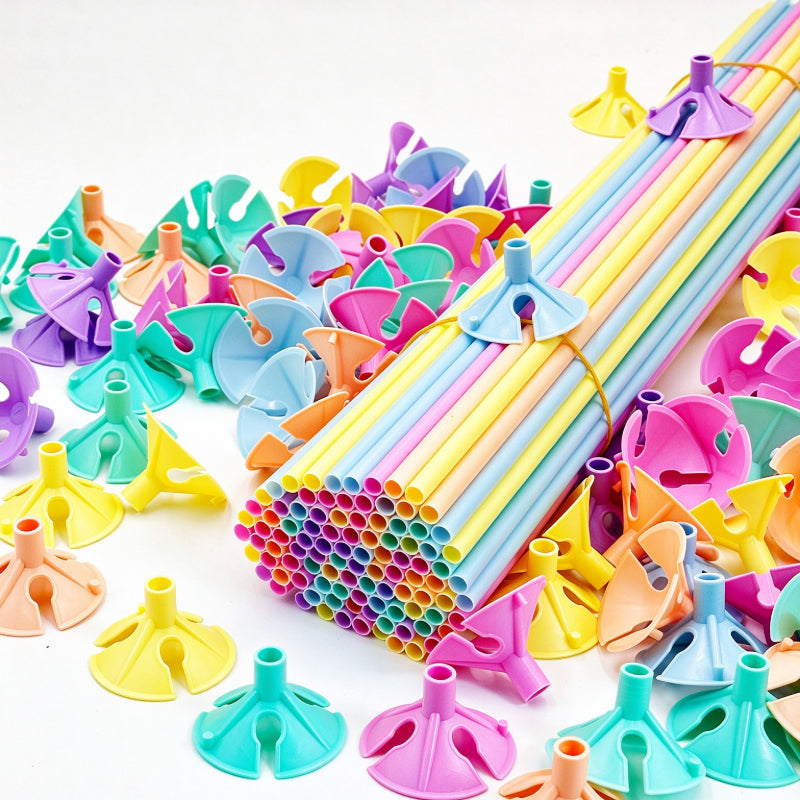 Printed latex balloon 32cm pastel macaron holder stick cup
