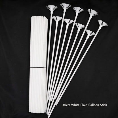 Printed latex balloon 40cm solid white extended stick cup