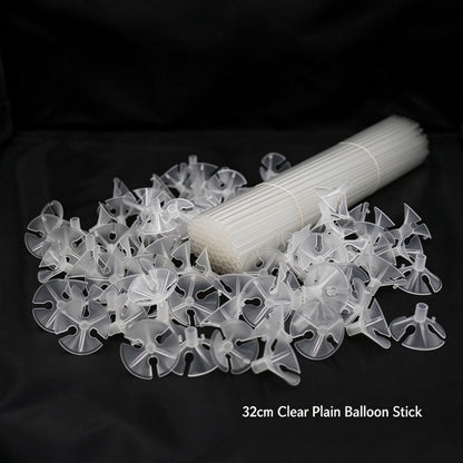 Printed latex balloon 32cm crystal clear plastic stick cup