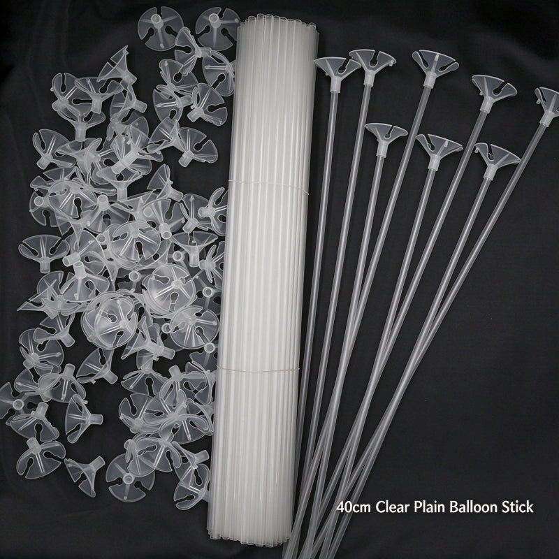 Printed latex balloon 40cm crystal clear extended stick cup
