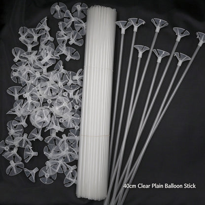 Printed latex balloon 40cm crystal clear extended stick cup