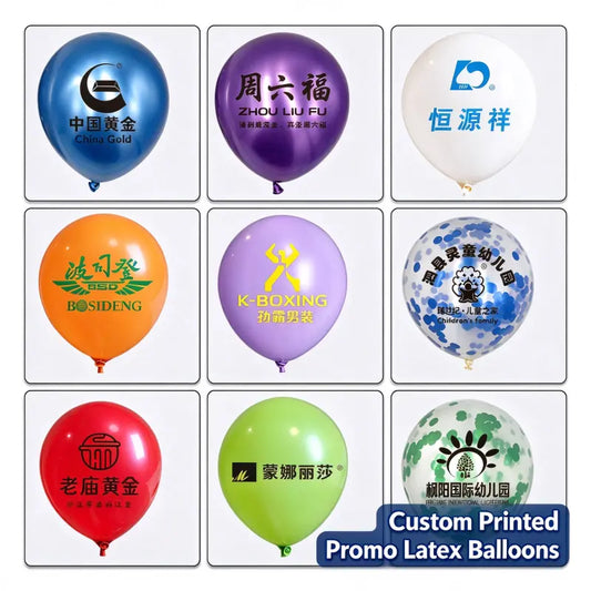 Printed latex balloon custom brand logo printed samples grid