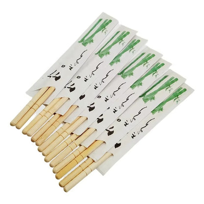Wholesale Round Bamboo Chopsticks - Natural, Customizable with Paper Sleeve