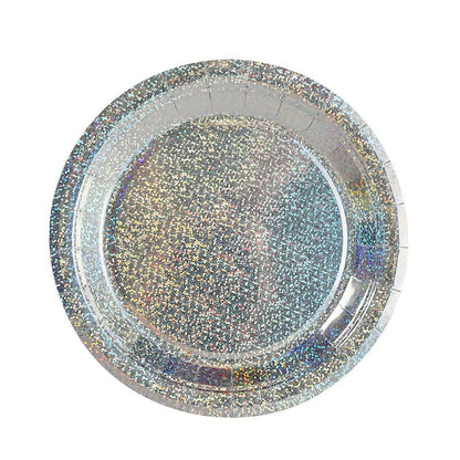 Custom Gold Foil Paper Plates - Heavy Duty 300g Disposable Laser Round Plates for Events
