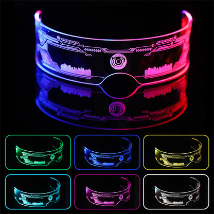Cyberpunk LED visor glasses digital dial circuit illuminated display