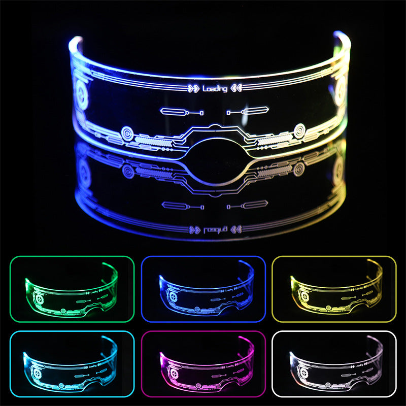 Cyberpunk LED visor glasses music wave equalizer illuminated display