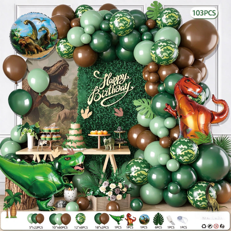 Dinosaur balloon garland kit deep forest green metallic balloon arch
