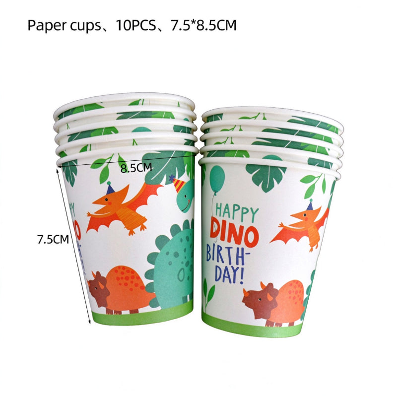 Dinosaur party tableware printed paper drinking cups stack