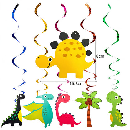 Dinosaur party tableware ceiling hanging swirls decoration set