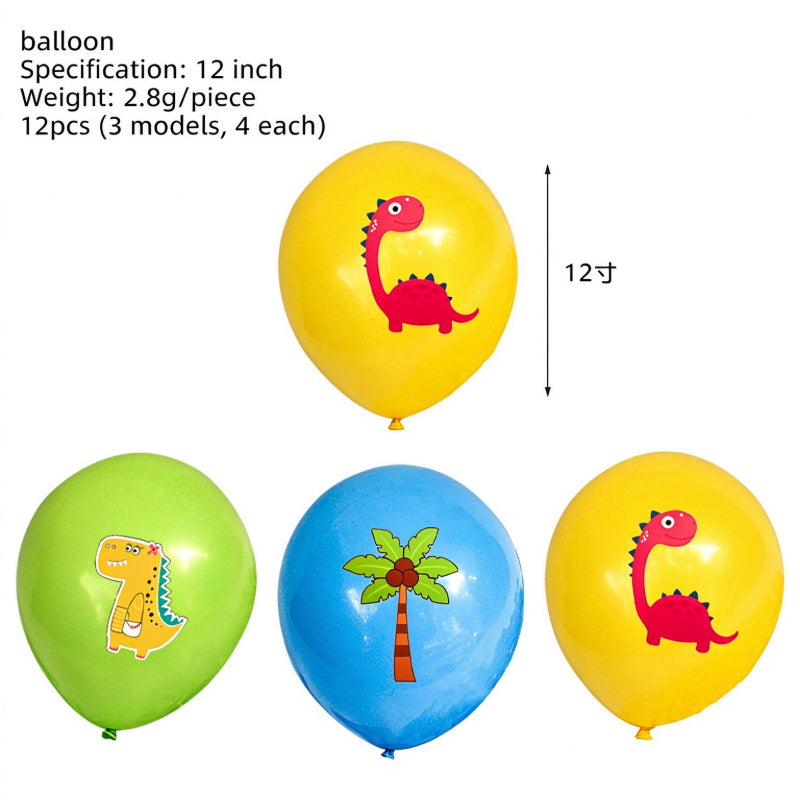 Dinosaur party tableware printed cartoon latex balloons pack