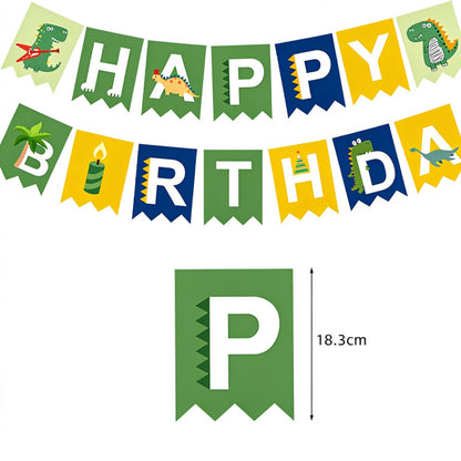 Dinosaur party tableware Happy Birthday hanging pennant banner