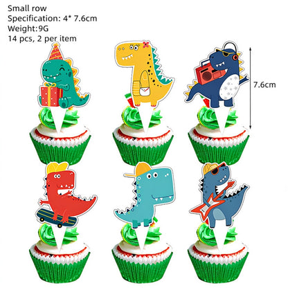 Dinosaur party tableware small cartoon cupcake toppers set