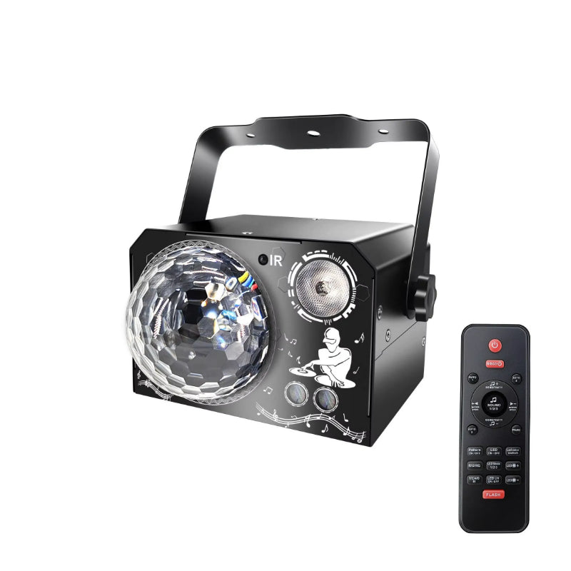 4 in 1 Disco Party Light, RGB UV Starry Sky Laser with Sound Remote Control for Home Wedding Stage DJ Lighting