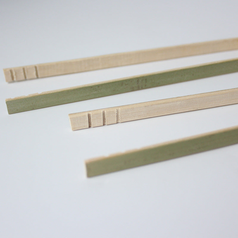 Bamboo food tong straight flat strips with notched tips