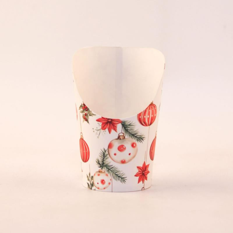 French fry cup festive Christmas ornament print with slanted scoop rim