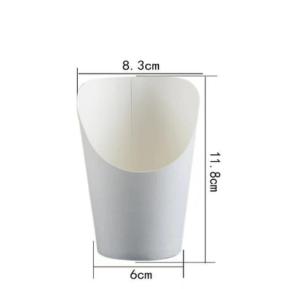 French fry cup solid plain white medium size with slanted rim