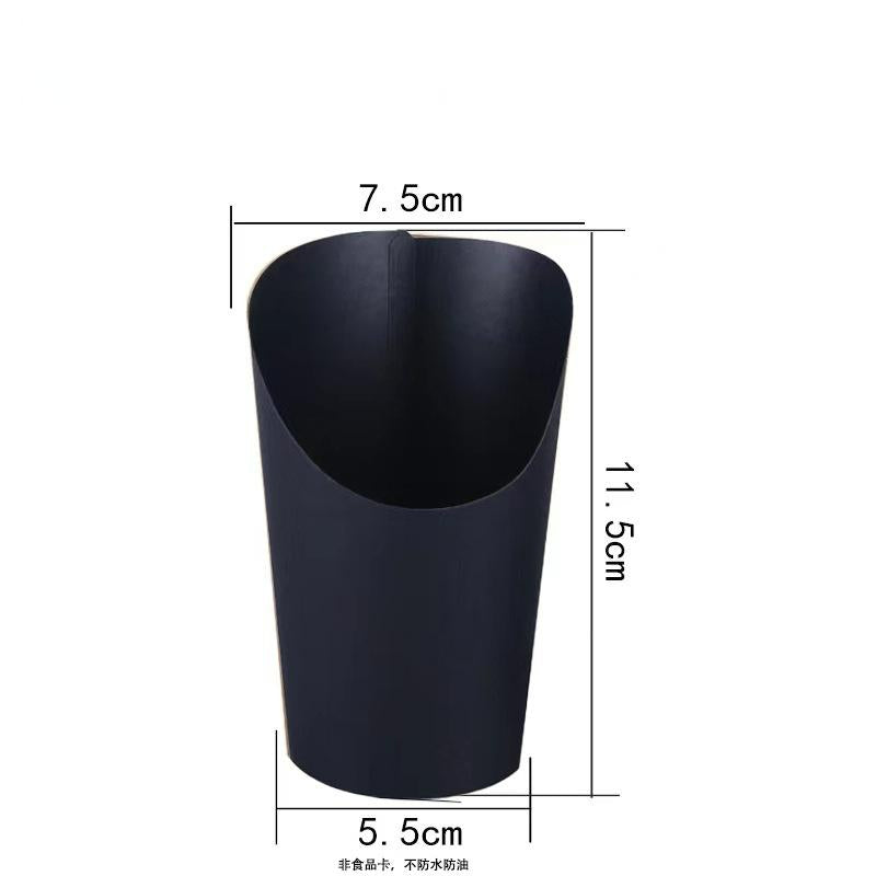 French fry cup solid matte black small size with angled scoop rim