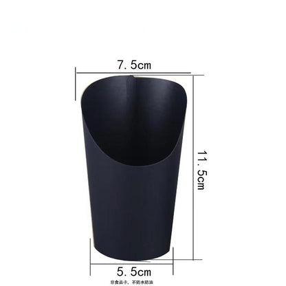 French fry cup solid matte black small size with angled scoop rim