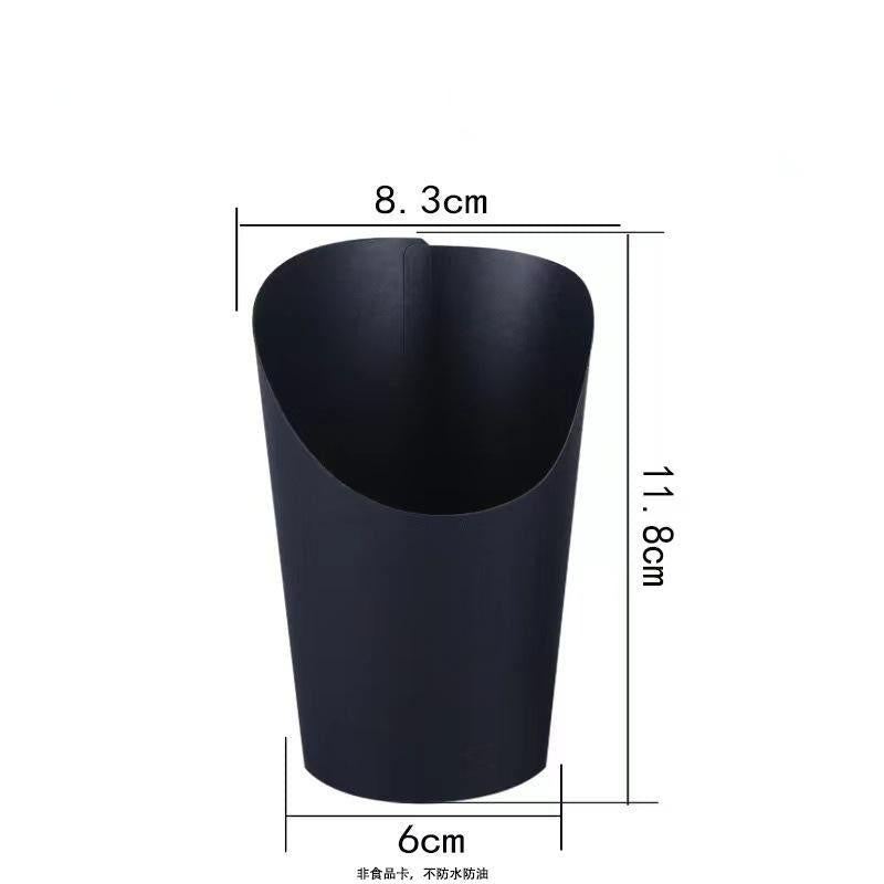 French fry cup solid matte black medium size with slanted rim