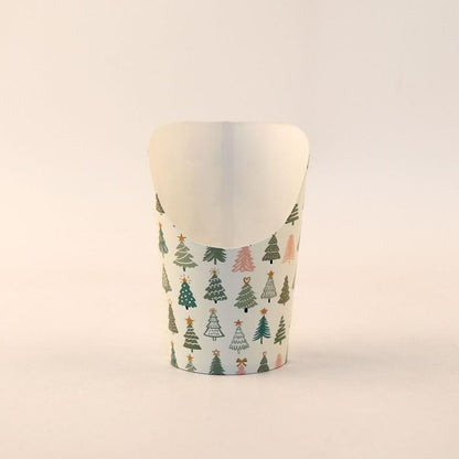 French fry cup pine tree pattern print with angled scoop top
