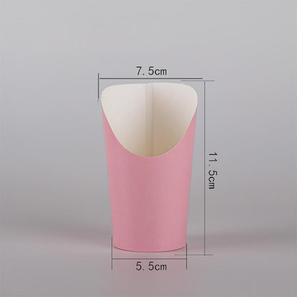 French fry cup solid pink finish small size with angled top