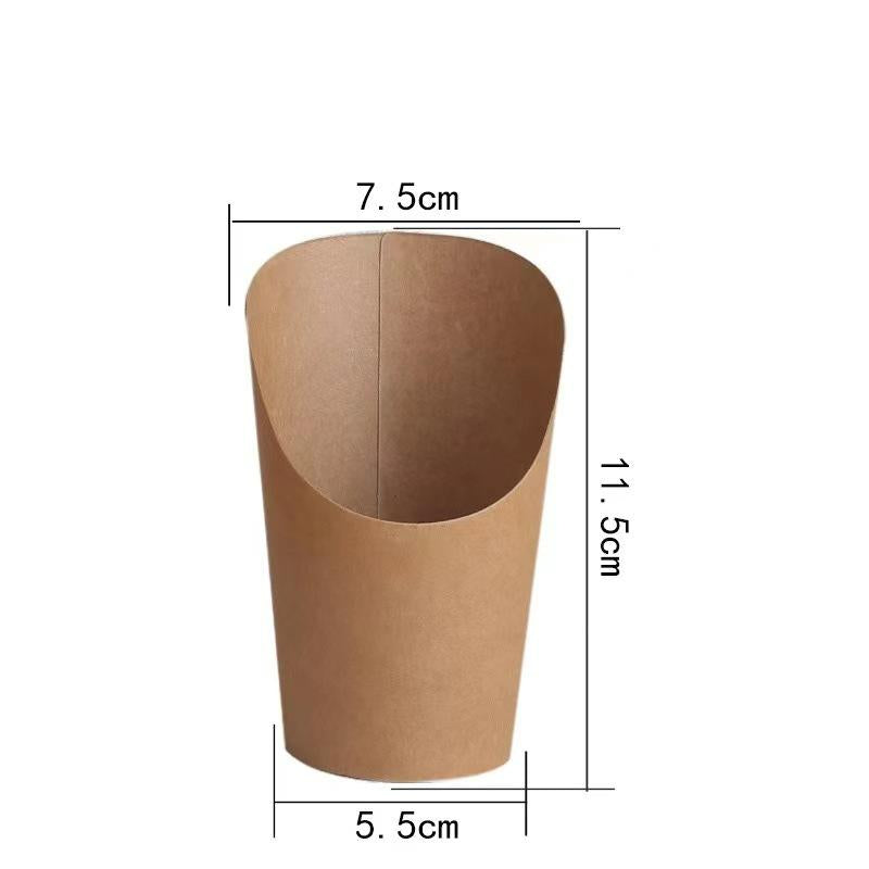 French fry cup natural brown kraft paper small size with scoop opening