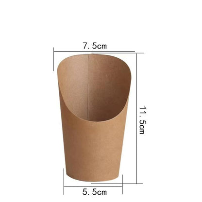 French fry cup natural brown kraft paper small size with scoop opening