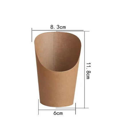 French fry cup natural brown kraft paper medium size with slanted rim