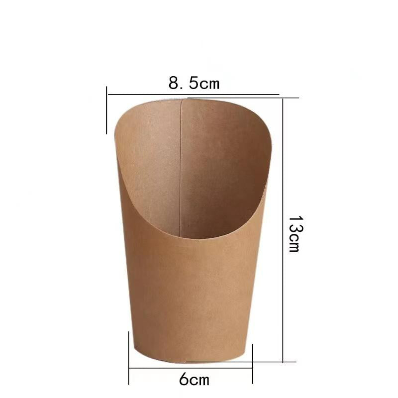French fry cup natural brown kraft paper large size with high back scoop